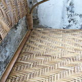 Old wicker and rattan bench