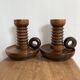 Pair of turned wooden candlesticks from the 70s