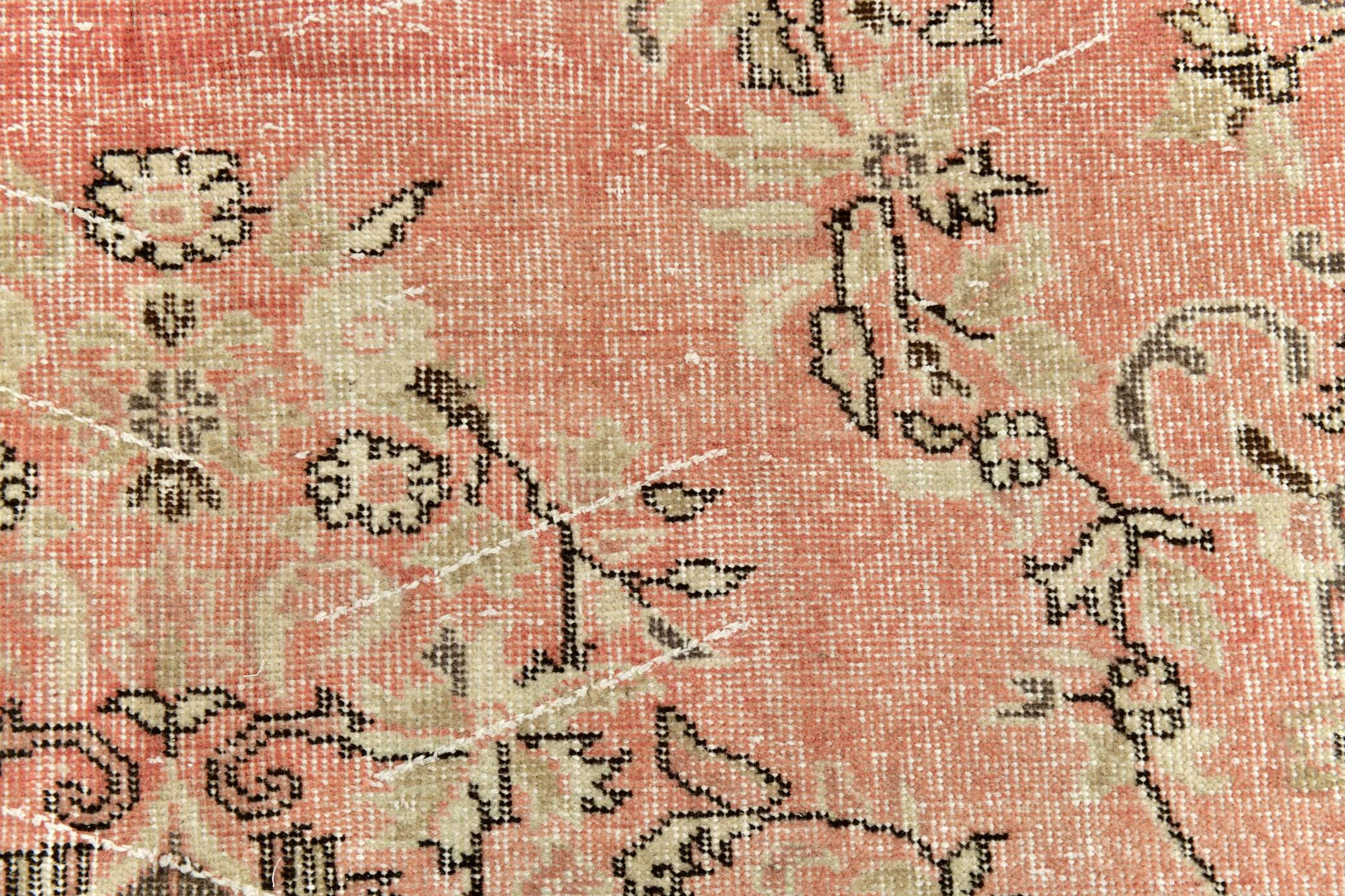 Powder Pink Hand Woven Anatolian Vintage Carpet Rug, 182x295 Cm