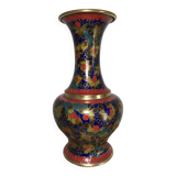 Cloisonné enamel vase decorated with flowers and colorful patterns