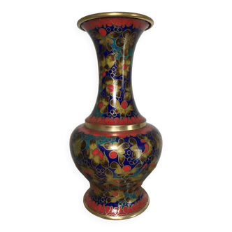 Cloisonne ENAMEL VASE decorated with flowers and colorful patterns
