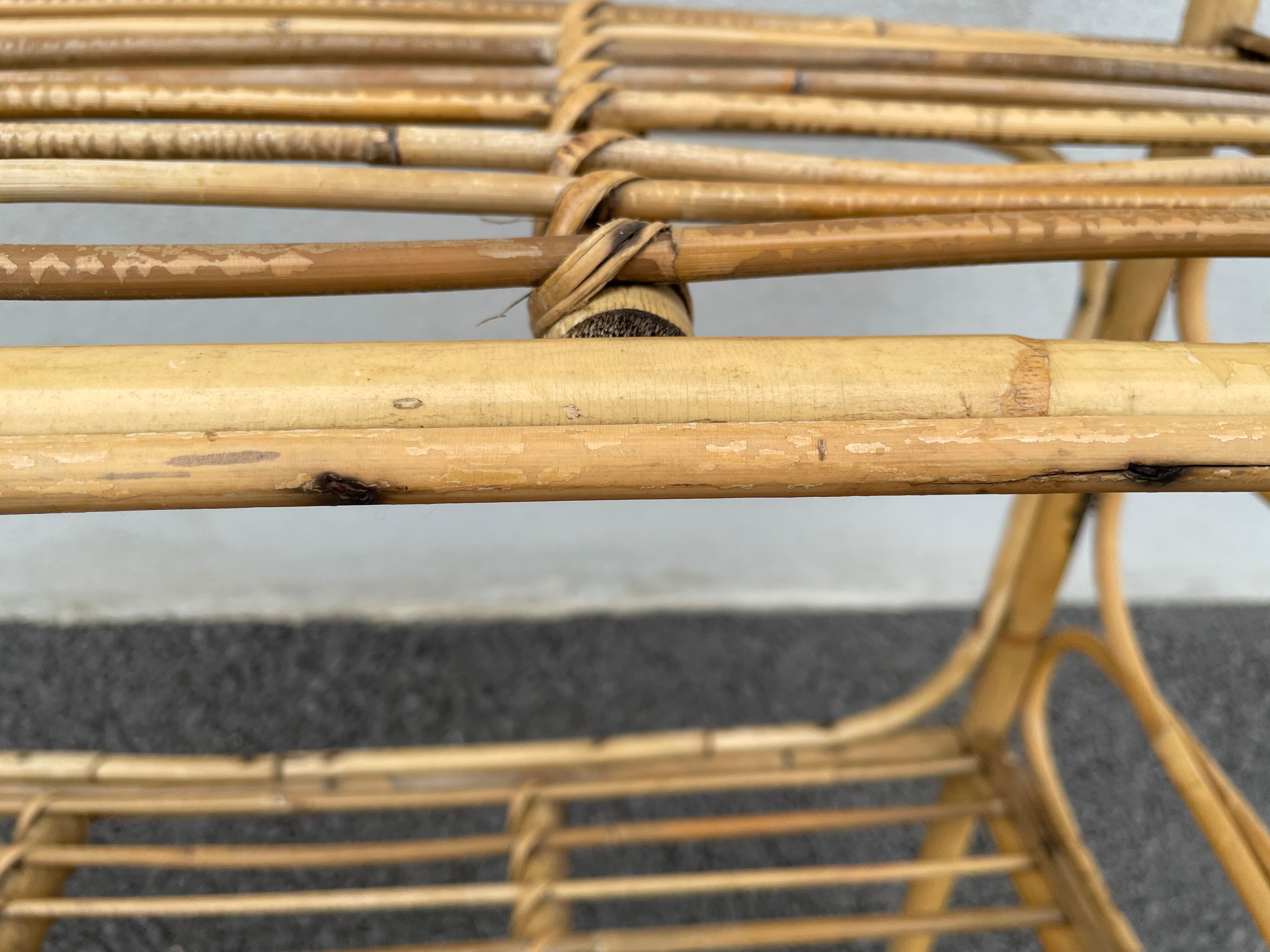 Vintage rattan wall shelf