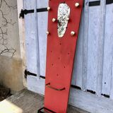 Coat rack red 1950 mirror free-form brass hooks