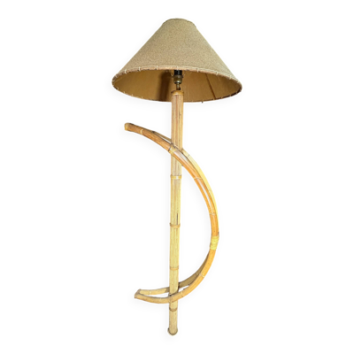 Lampe de table en bambou et en pierre de style mid-century moderne italien – Environ années 1960-1970 A