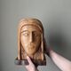 Handcrafted sculpture of the head of Christ in elm.