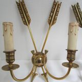 Pair of bronze crossed arrow wall lights Lucien Gau