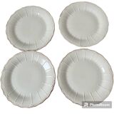 Set of 4 white porcelain dessert plates