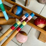 Old wooden croquet game