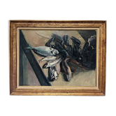 Still life with lobsters and fish, oil on canvas signed