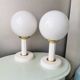 Set of 2 vintage Bony Design table lamps with 80s glass bulb hood