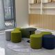 Double organic pouf "Peanut" in matte olive green fabric – Design Con