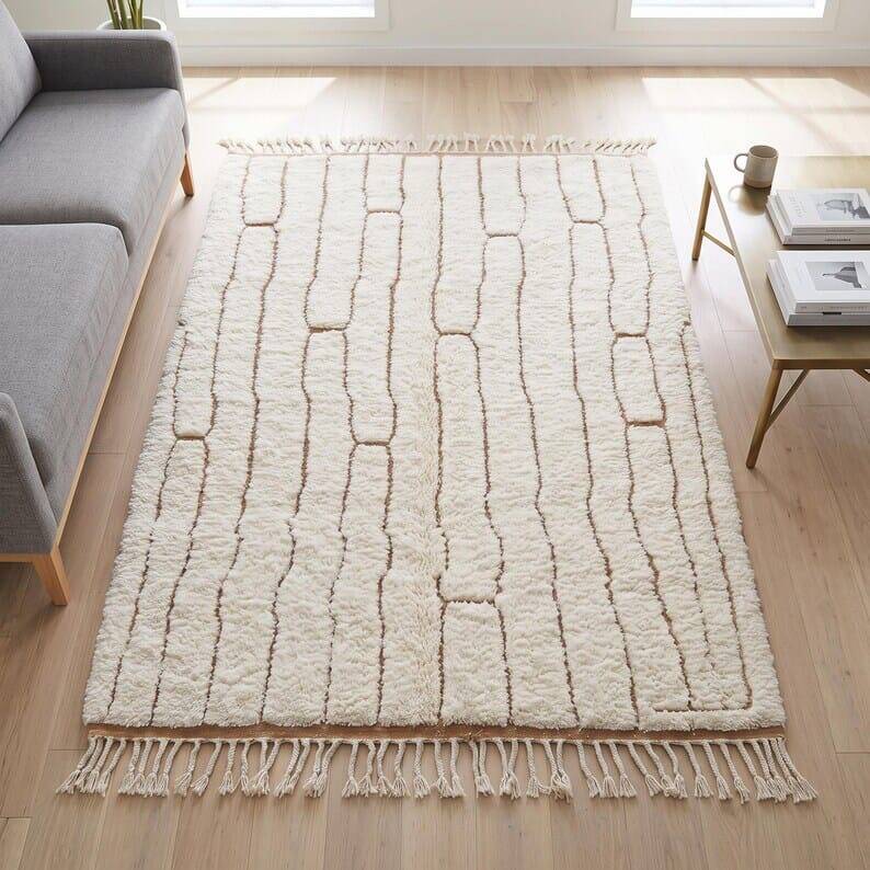Handmade pure wool rug, custom size 2/3 m.