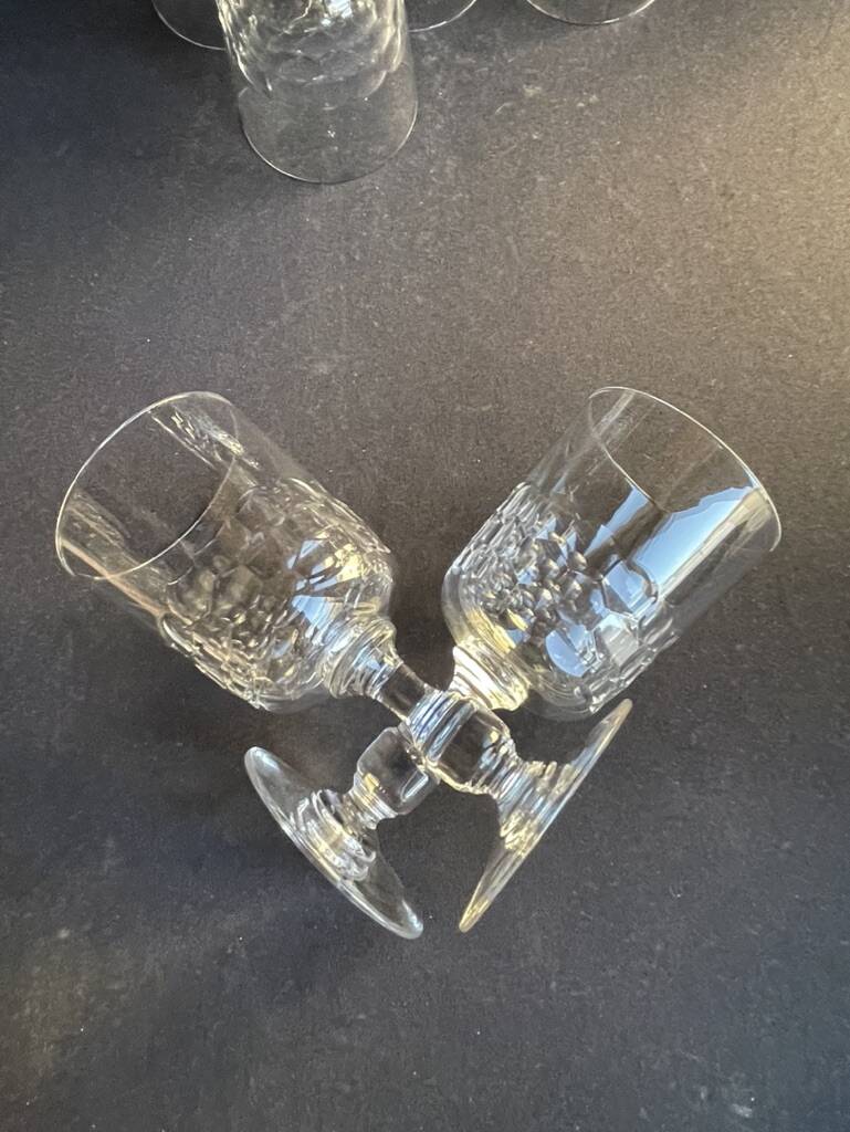 6 Blown and cut crystal water glasses – Art Nouveau