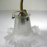 Swan neck wall light in gilded brass and glass