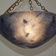 French Vintage Single Light Blue Art Glass Ceiling Light 3 Chains & Fitting