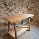 Old French work table / kitchen island / console, beech and chestnut, circa 1930–1950
