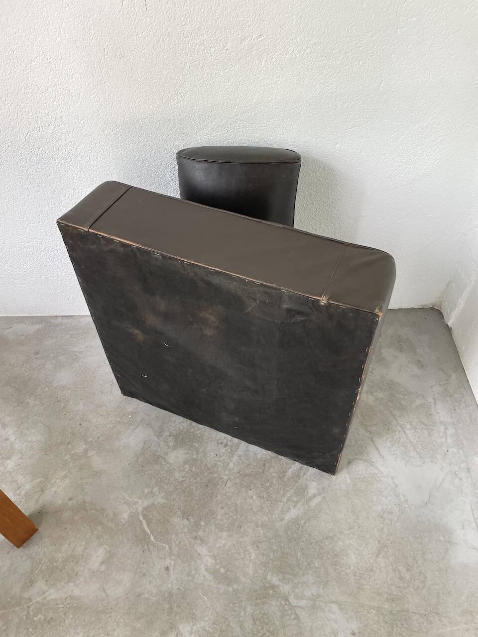 Modernist armchair in exotic wood and leather