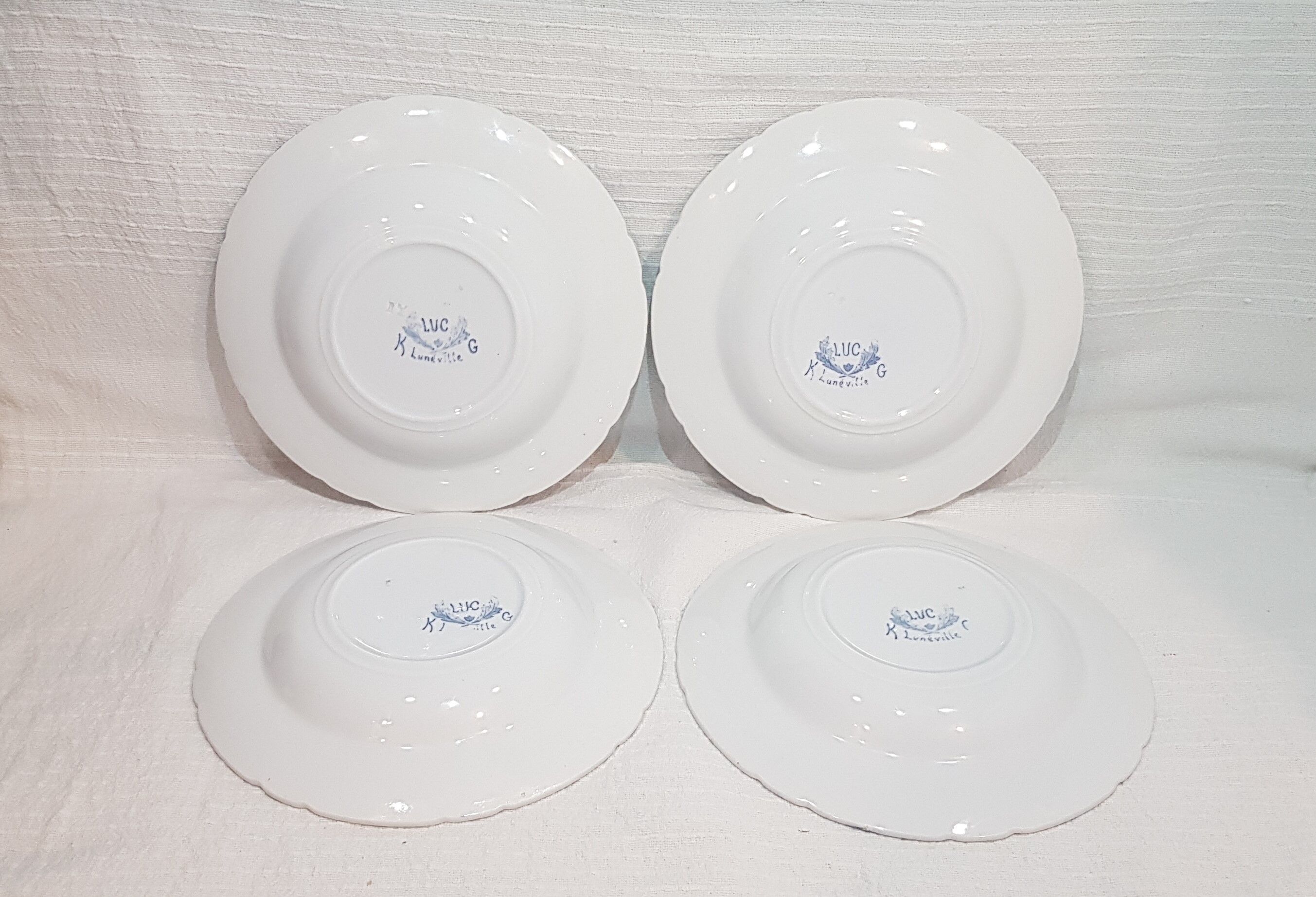 Set of 4 soup plates in Luneville earthenware model Luc, iron earth