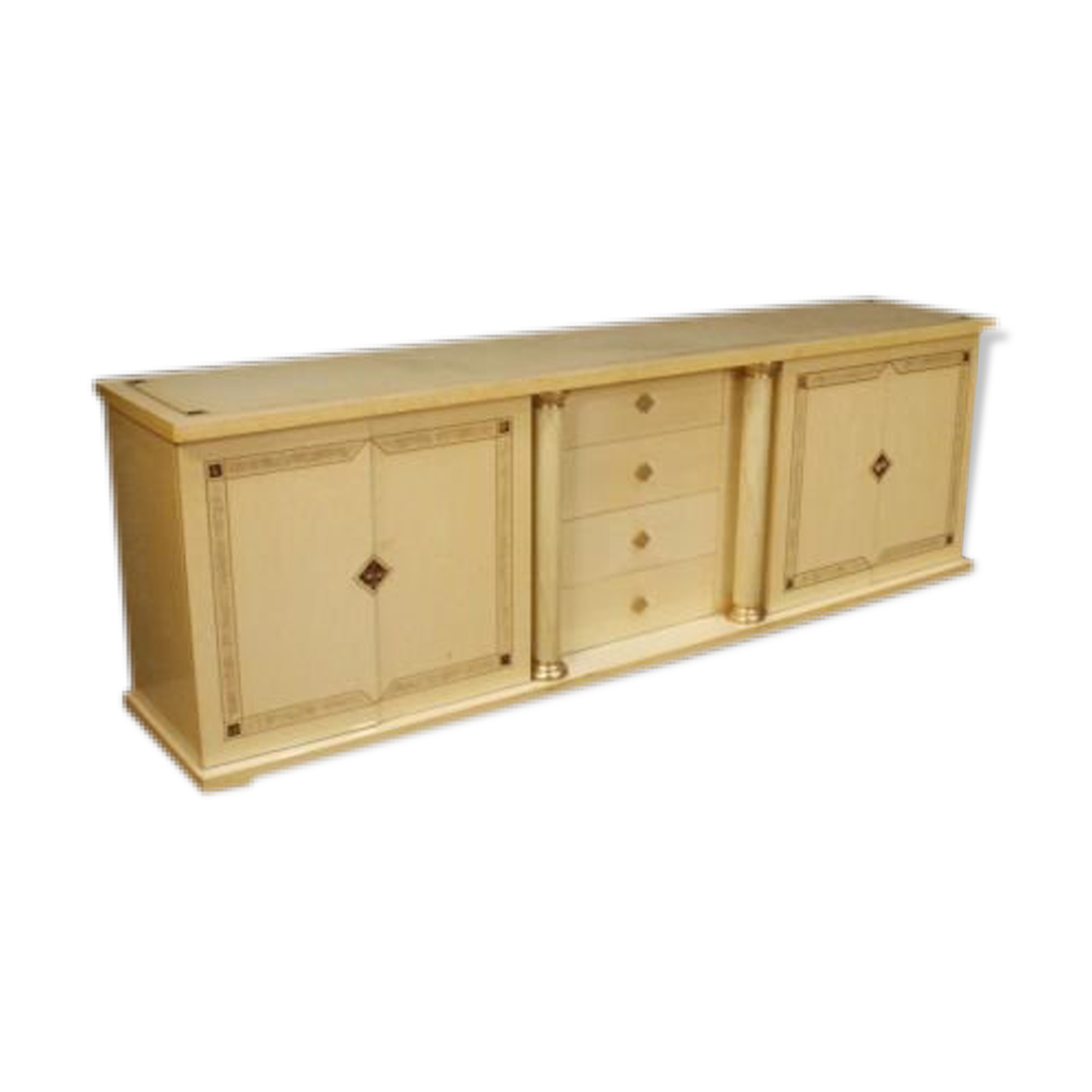 Buffet Italien en bois exotique et laiton