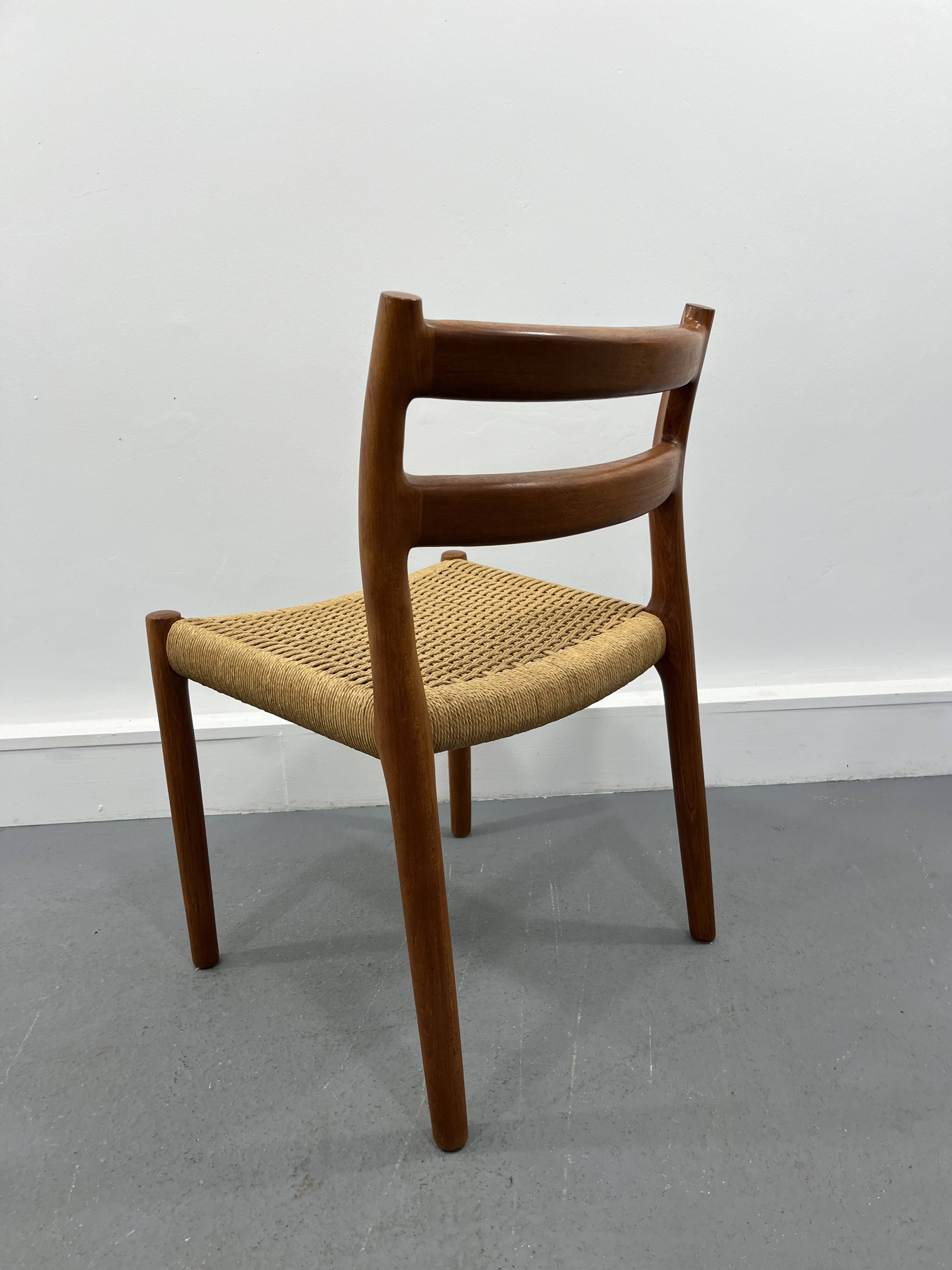 2 Danish Mid-Century Teak Dining Chairs #84 by Niels O. Møller for J. L. Moller