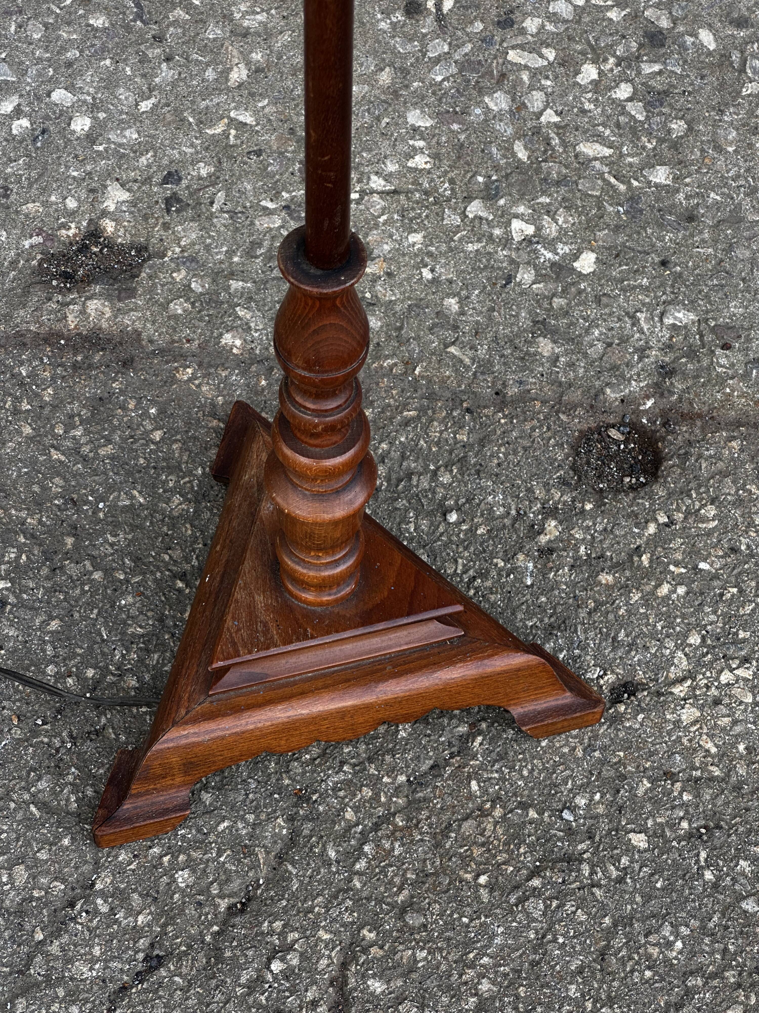 Turned wooden floor lamp from the 1950s.