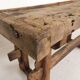 Wooden industrial workbench with vice, 194 cm long, 1930s.