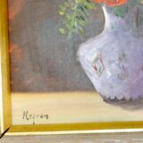 Original Swedish oil on panel "Flowers" by Regran - Vintage & Framed