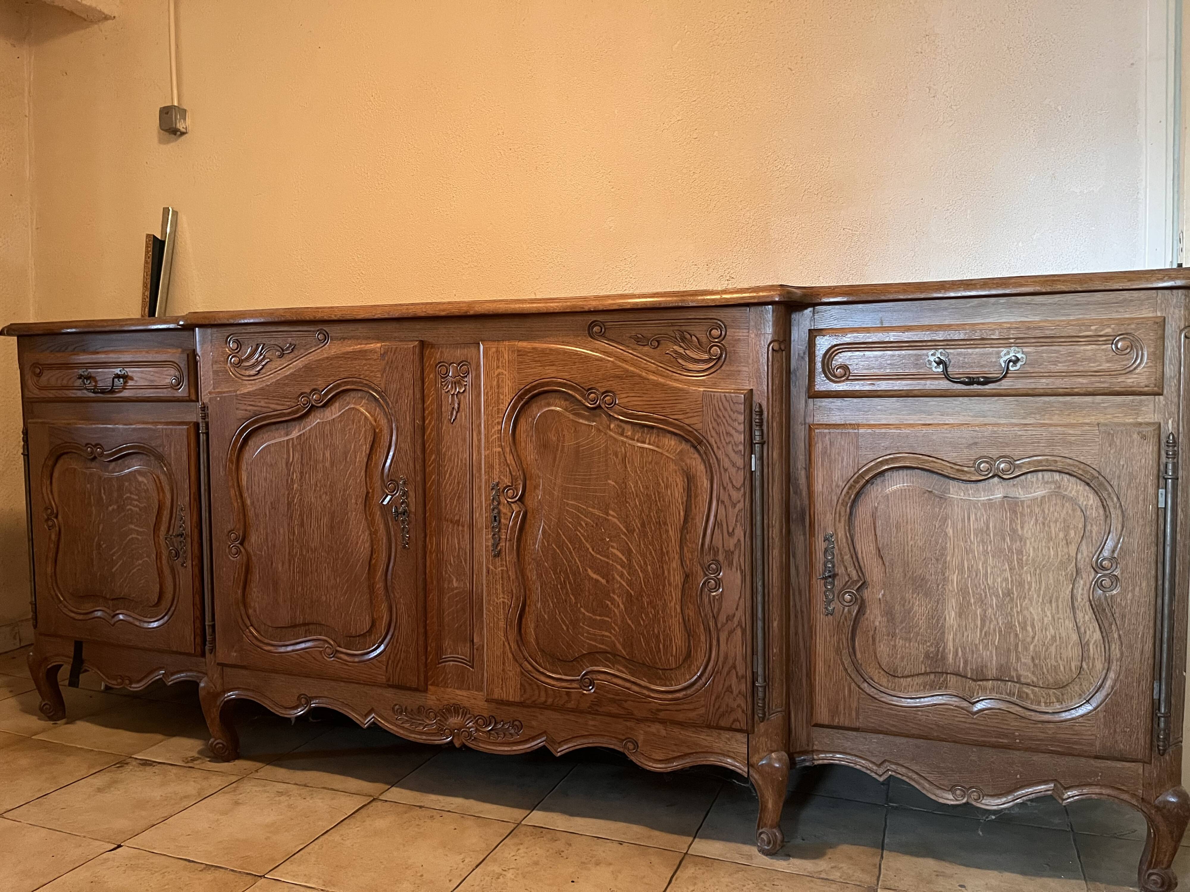 Louis XV solid oak enfilade