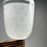 Large Art Deco Wall Lights in Blown Glass and Brass, Italy, 1940s, Set of 2