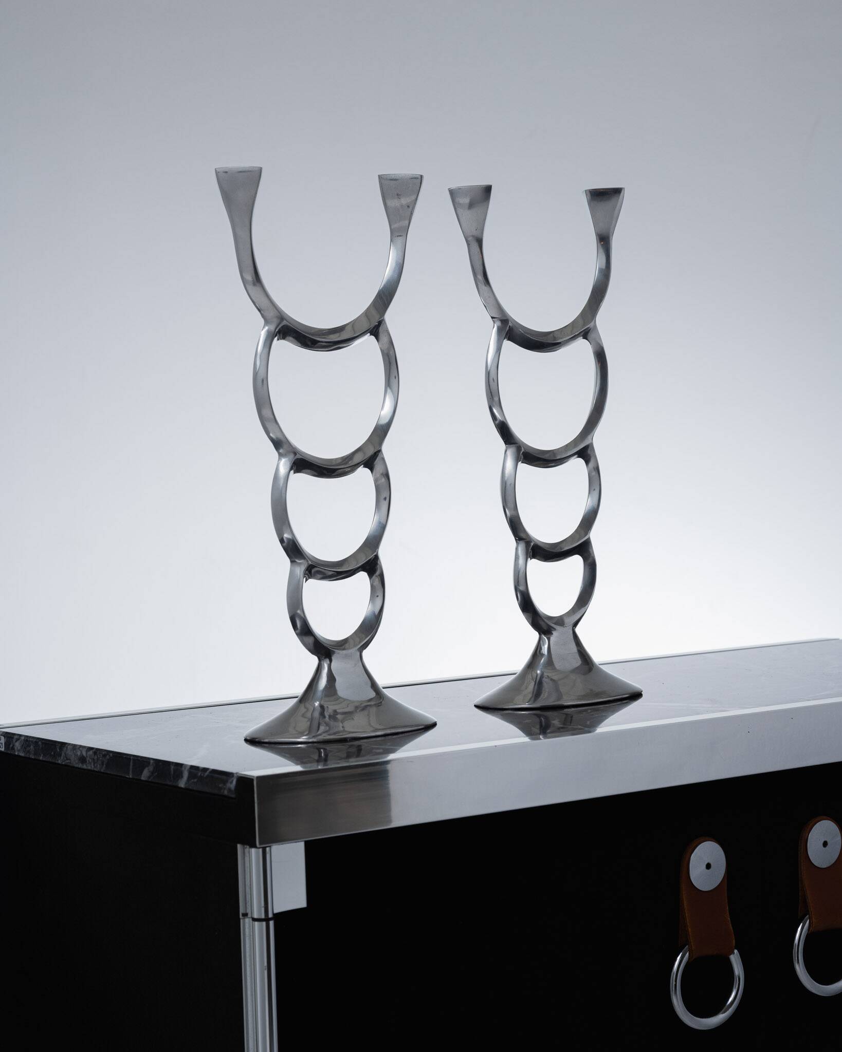 Sculptural metal candle holder, 1970s
