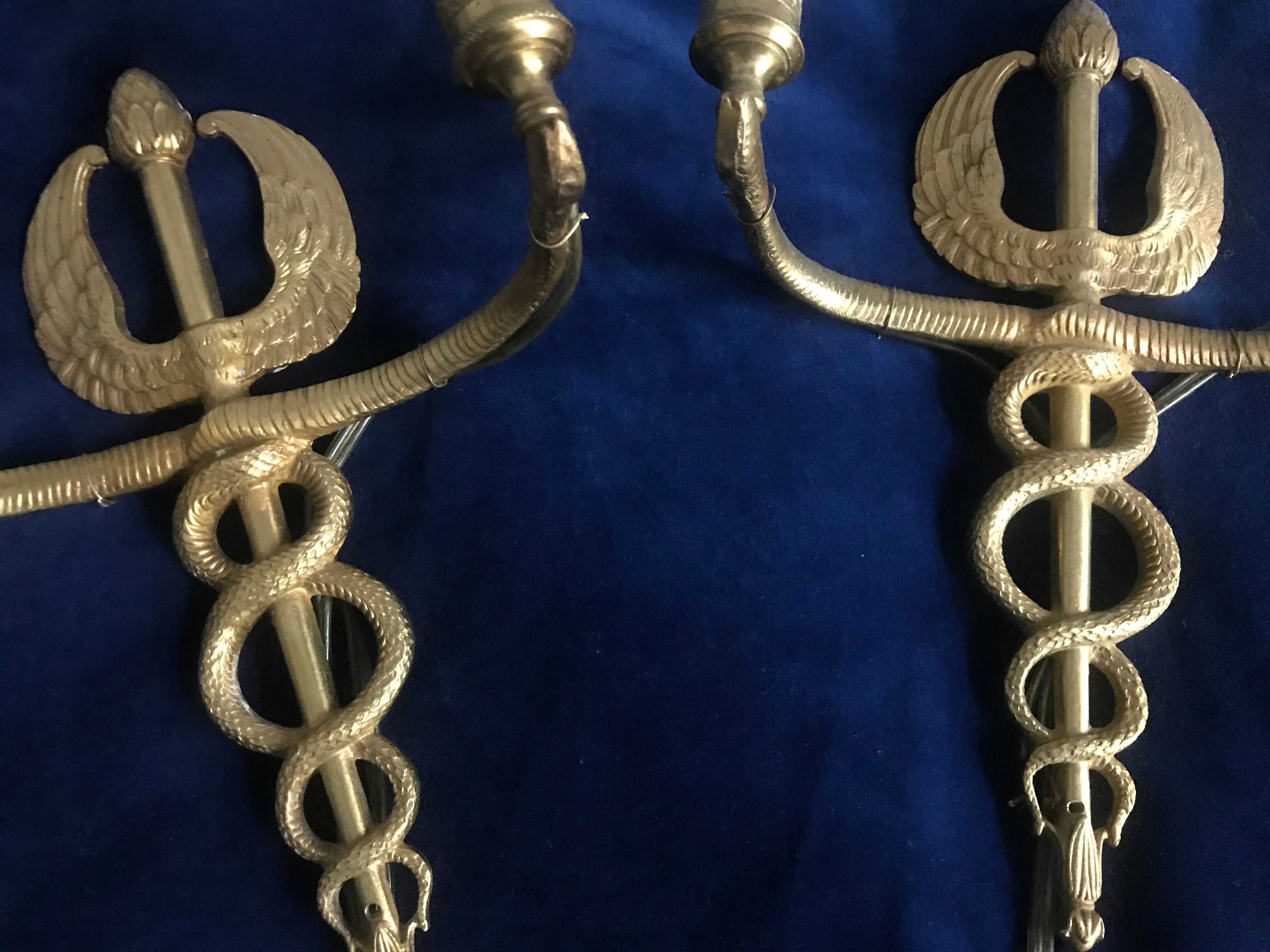 Paire d’appliques en bronze époque empire