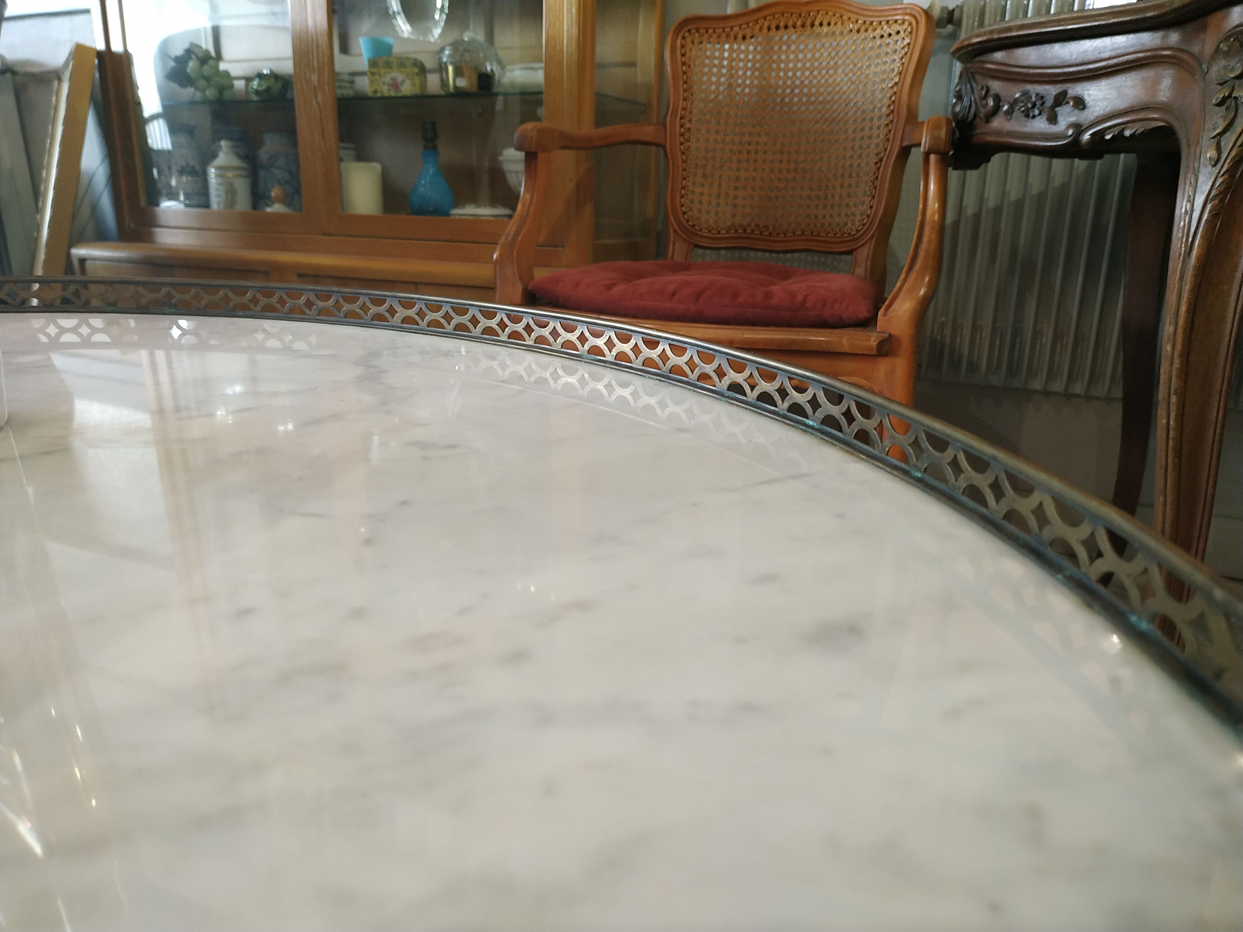 Table basse bouillotte en acajou