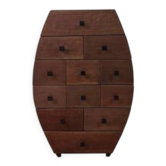 Meuble de rangement 12 tiroirs tonneau de vin