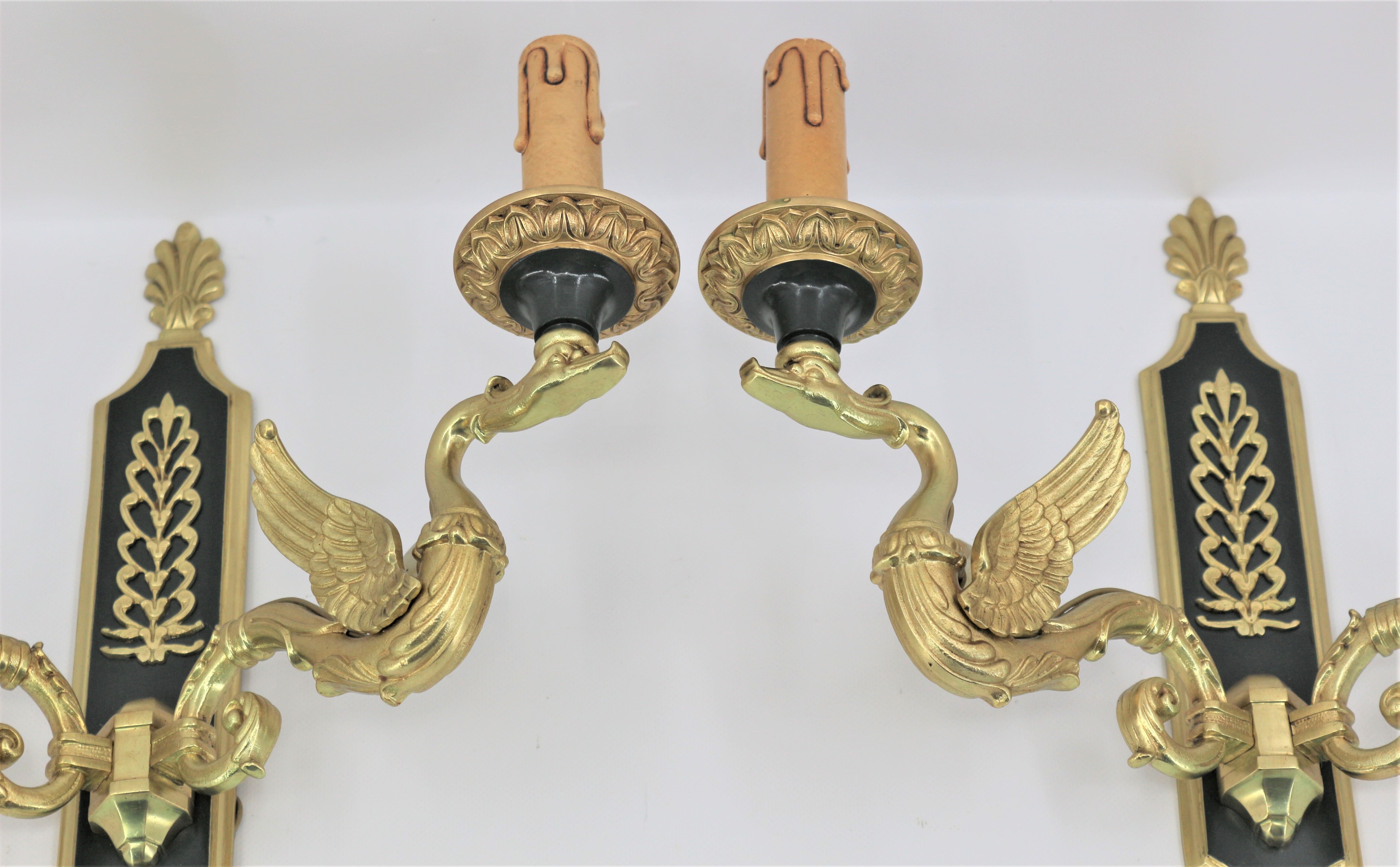 Pair of empire-style bronze wall light