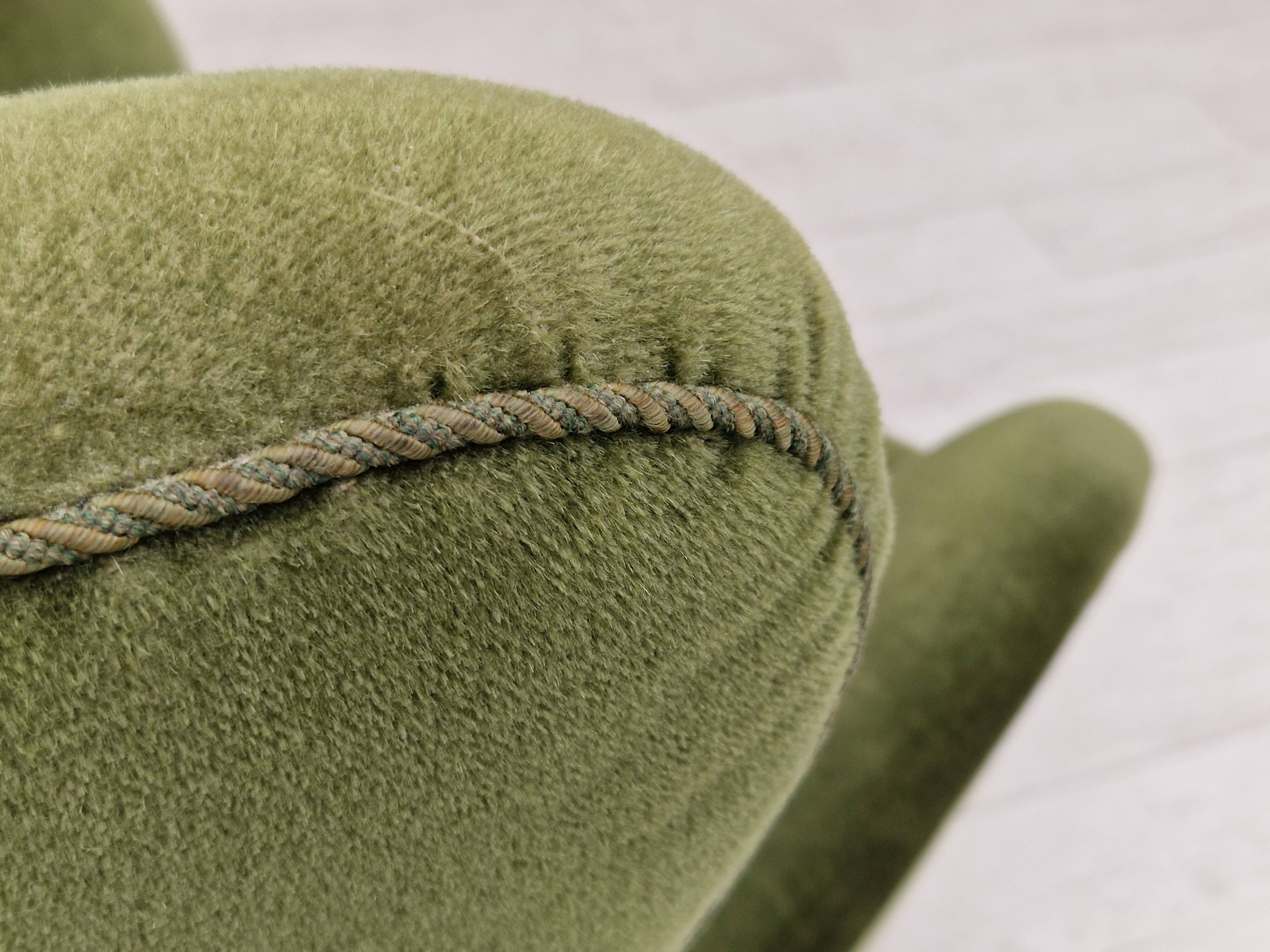 1960s, danish design, velour relax chair with footstool, original condition.