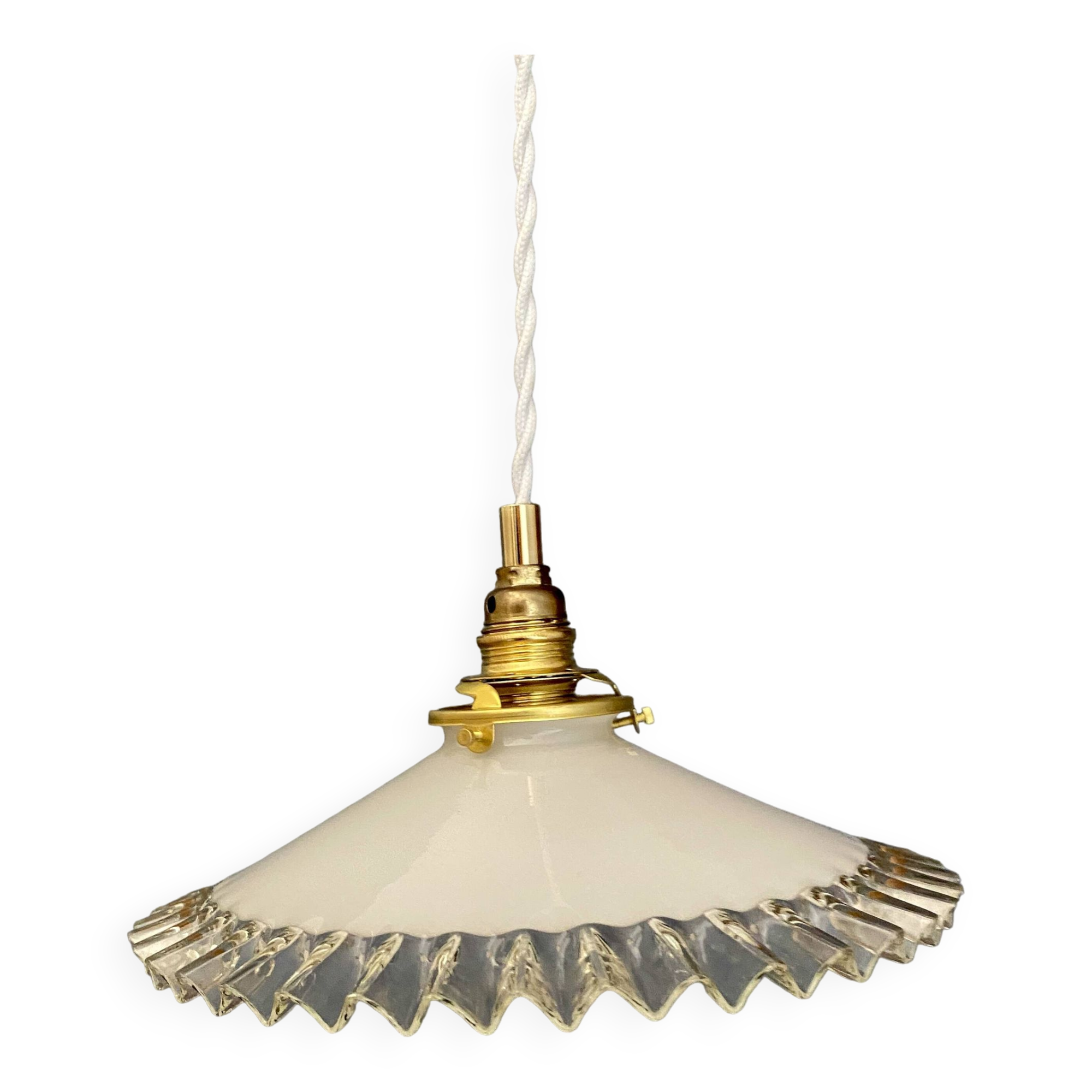 Vintage white opaline lampshade pendant light