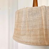 Suspension in burlap and dark wood