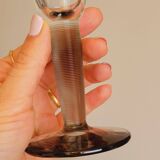 10 Bormioli Rocco Vintage Crystal Champagne Flutes Glasses with Grey Rain Foot