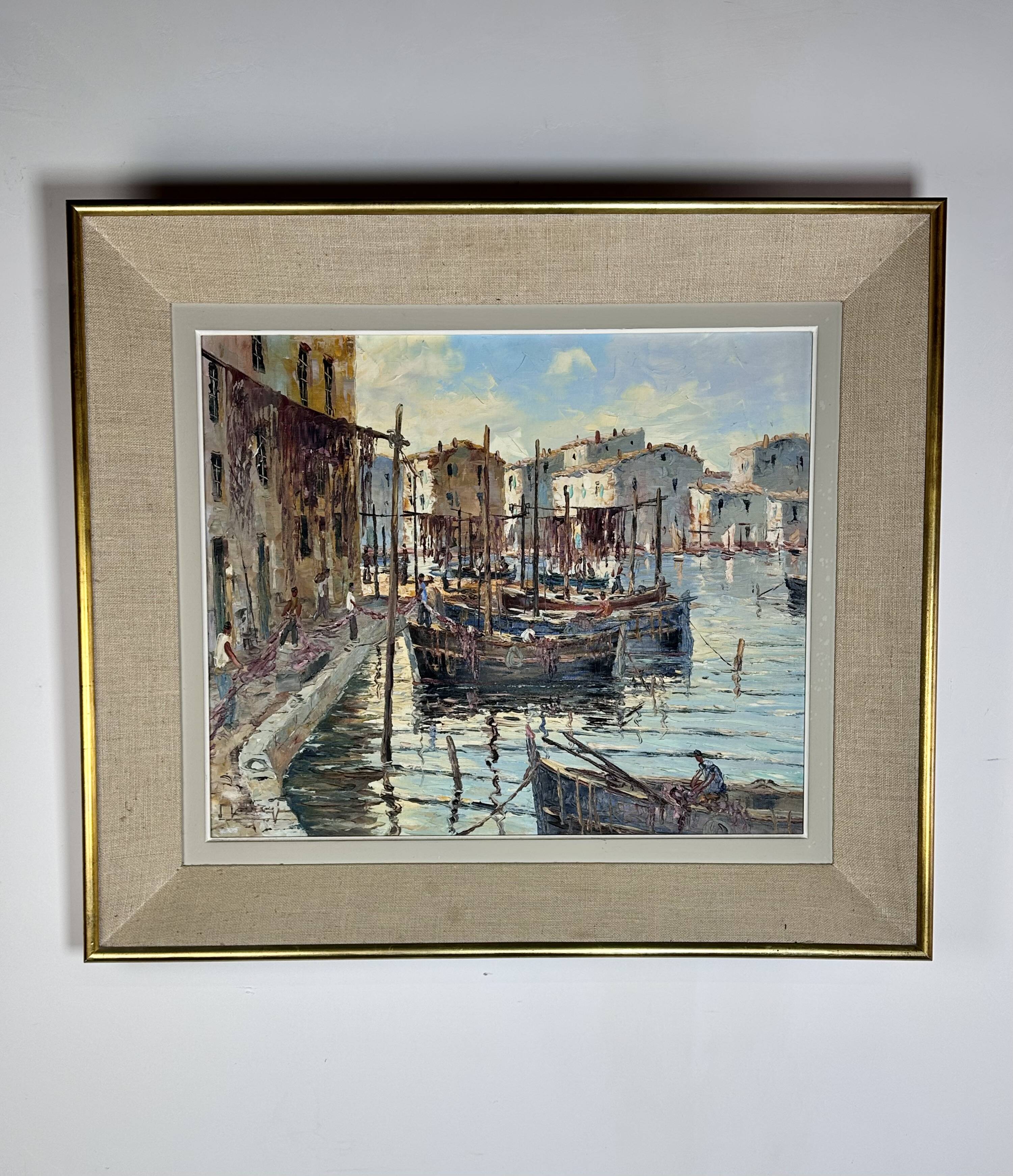 Oil painting on canvas of the port of Martigues.