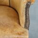 Antique sheep leather club chair/armchair on wheels