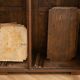 Antique Art Deco display cabinet in wood and walnut veneer.