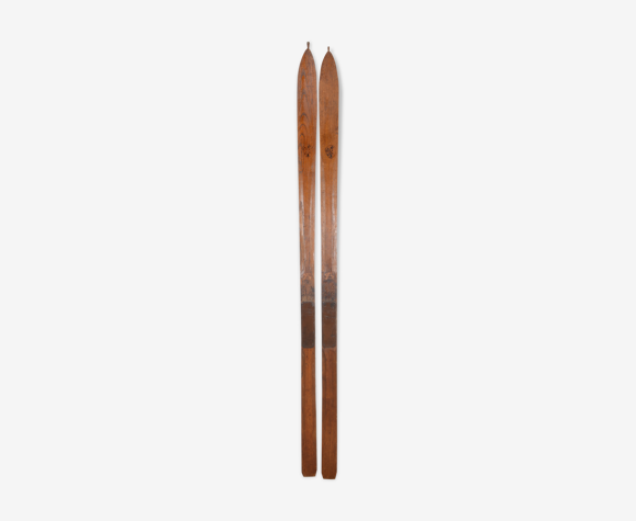 Pair of wooden skis