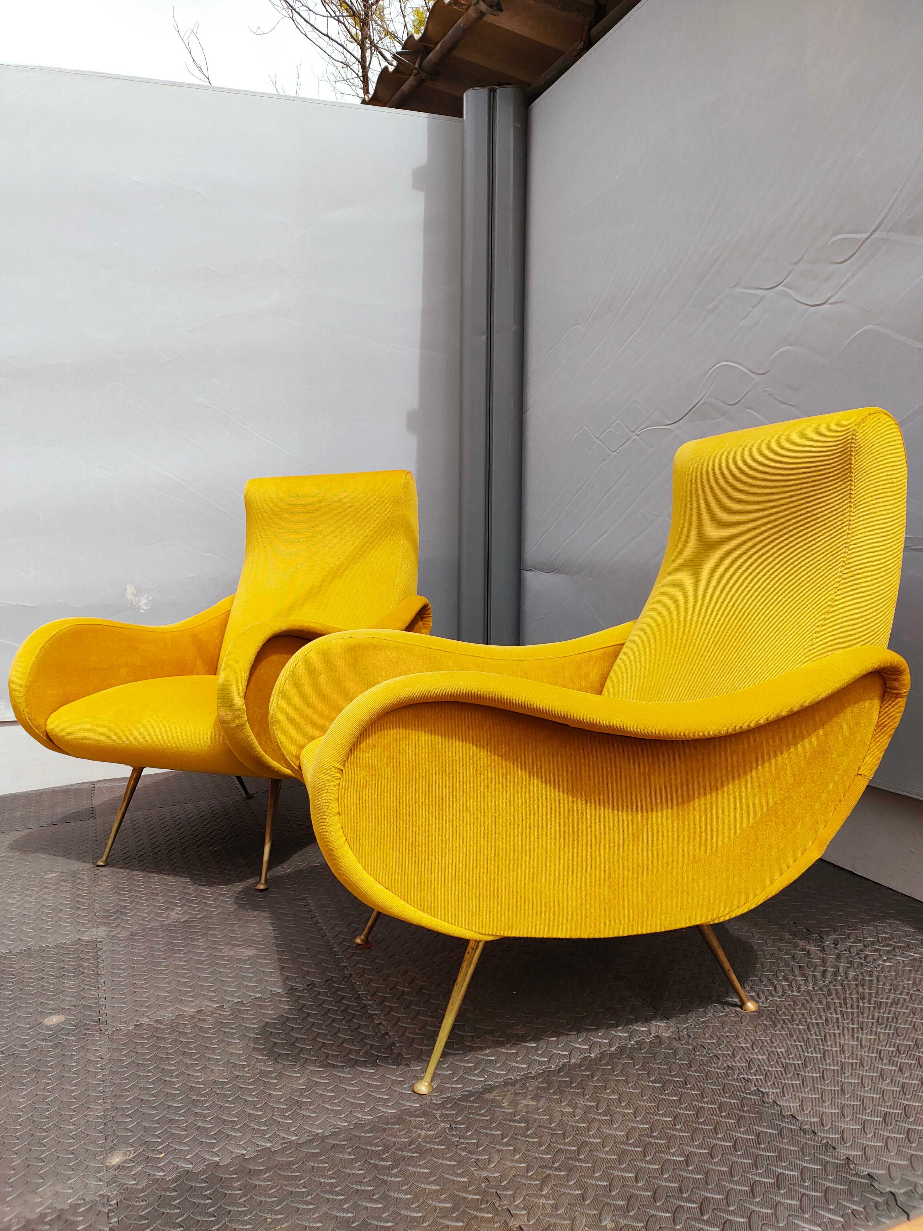 Pair of vintage organic armchairs 50s