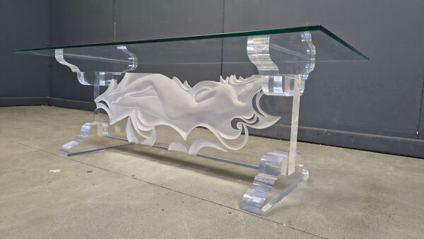 Table basse en acrylique par Fabian Art, années 1980