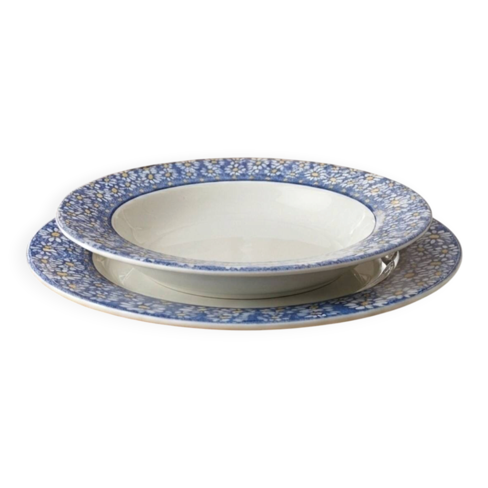 Set of 10 vintage earthenware deep plates