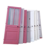 Series of 9 old communication doors, solid wood, both solid and glazed.