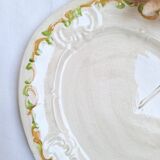Oval plate, hand-painted meat platter in orange and green.