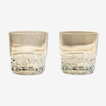 2 verres à whisky décor géométrique