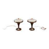 Rare pair of bedside lamps in curved glass attributed to Pietro Chiesa. Ita