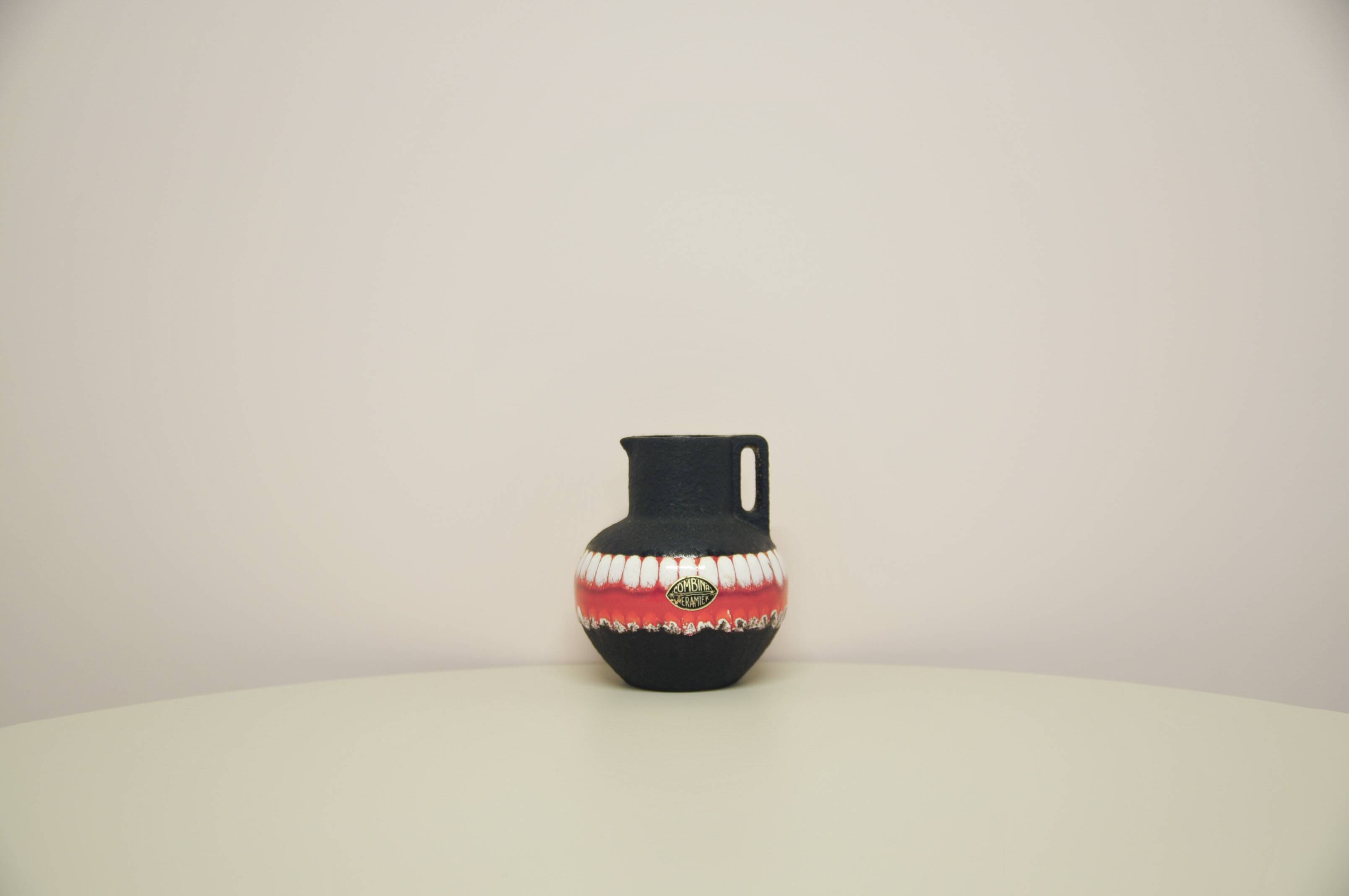 vintage red & black West Germany vase Combina Ceramic